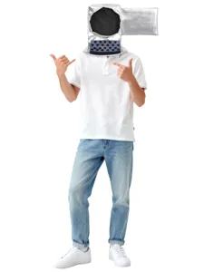 Zilveren Cameraman Hoofddeksel Halloween Cosplay Masker Grappige Bewaking Requisite Kostuum