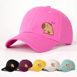 Capybara Druck Baseballkappe Polyester Outdoor Sonnenschutz Verstellbarer Hut Cartoon Tier Casual Sport Kappe für Damen Herren