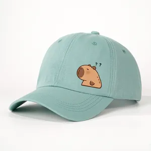 Süße Capybara Print Baseball Cap für Outdoor Freizeit, verstellbarer mintgrüner Baumwollhut.