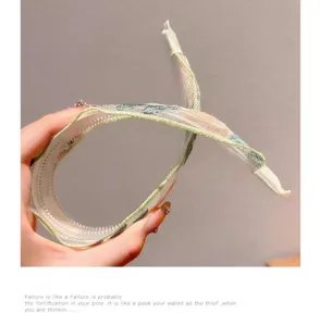 New Chinese mesh embroidered floral headband for women, ethnic floral wide fabric hair hoop.