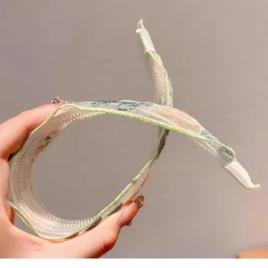 New Chinese style mesh embroidered floral headband for women exquisite ethnic style wide hair hoop