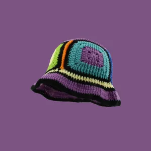 Chapeau bob crochet multicolore fait main vintage tricot chapeau détail élégant femmes