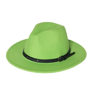 Groene vilt fedora hoed voor dames en heren, stijlvolle jazz hoed voor herfst winter.