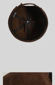 Détail intérieur de casquette docker marron, bonnet hip-hop sans bord pour la mode.