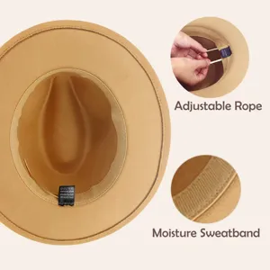 Chapeau fedora classique en feutre de laine pour hommes et femmes, chapeau vintage réglable.