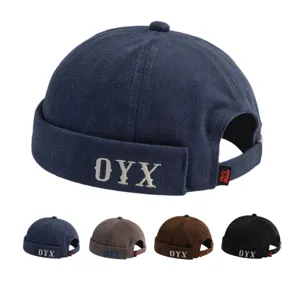 Chapeau Docker en Velours Côtelé Unisexe Style Japonais Broderie de Lettres Rétro Crâne Casquette Décontractée pour Hommes Femmes