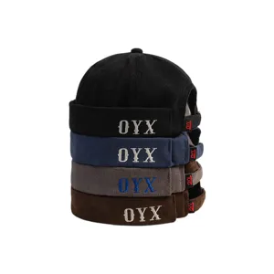 Casquette docker brodée style japonais unisexe rétro streetwear miki hat chapeau sans bord