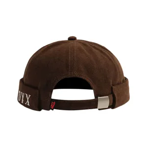 Bonnet docker marron unisexe, casquette miki streetwear en velours côtelé avec boucle métallique.
