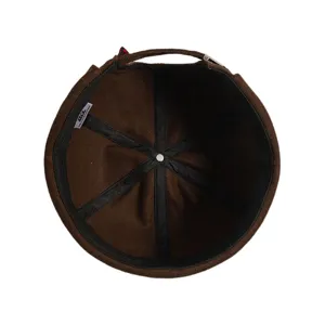Vue interieure casquette docker marron, bonnet sans visiere retro, chapeau hip hop streetwear