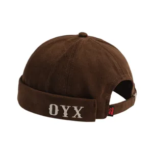 Bonnet docker en velours côtelé pour hommes et femmes, broderie lettres streetwear miki.