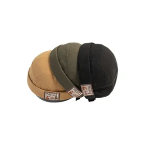 Retro dockman cap roll brim sailor hat men women cotton casual melon hat set of three colors