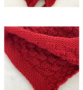 Red knit beanie hat detail view autumn winter warm knitted soft wool cap stylish accessory
