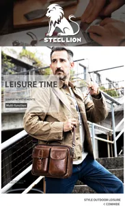 Vintage genuine leather men shoulder bag multi-function casual messenger bag for daily use.