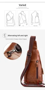 Men's Vintage Genuine Leather Chest Bag Casual Single Shoulder Crossbody Sling Bag