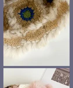 Handgemachte flauschige Häkel-Fischerhut Winter warme Plüschmütze Damen ästhetische Strickware