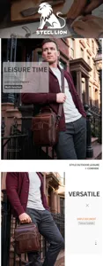 Herren Echtleder Umhängetasche Vintage Business Freizeit Schultertasche mit Fächern