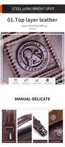 Herren Echtleder Umhängetasche Detailansicht mit weicher Textur und Metallbeschlägen.