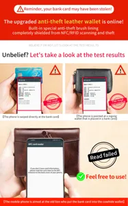 Herren Geldbörse aus echtem Leder mit RFID Blocker und Anti-Diebstahl-Futter für Karten.
