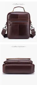 Detaillierte Ansicht der Herrentasche aus Leder, zeigt Rueckseite und Boden im Detail.