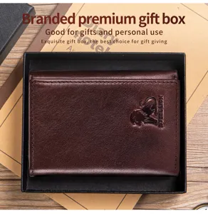 Steel Lion luxury brown leather wallet for men with multi card slots and gift box.
