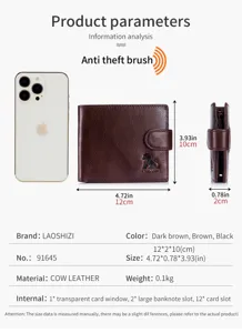 Herren Leder Vintage Geldbörse mit RFID Schutz, vielen Kartenfächern und Rindsleder.