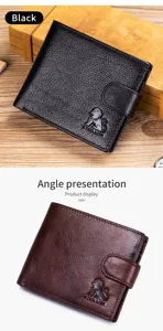 Nahaufnahme des Premium Leder Portemonnaies mit Kartenfächern und Druckknopfverschluss.