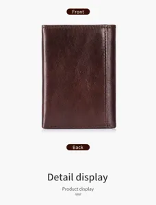 Brown leather wallet and card holder with multi slots for daily casual business use.