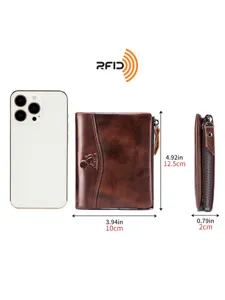 Echtes Leder Herren Geldbörse mit RFID Schutz, vielen Kartenfächern und Reißverschluss.
