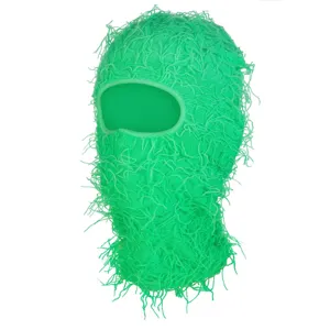 Cagoule echevelee verte drôle de monstre masque de ski en tricot chapeau de fete en plein air