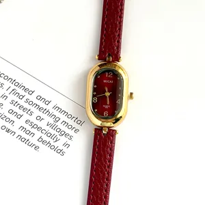 Women's Vintage Oval Dial Watch Fashion Retro Quartz Wristwatch Faux Leather Strap Simple Elegant Analog Watch For Ladies