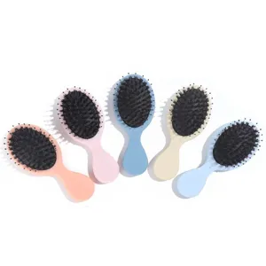 Portable ABS Boar Bristle Air Cushion Massage Hair Brush Matte Macaron Color Detangling Comb For Women Kids Scalp Care Daily Travel