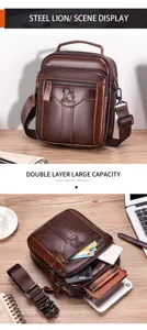 Genuine leather men's messenger bag retro vintage single shoulder crossbody bag large capacity