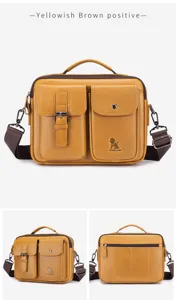 Men's Vintage Genuine Leather Messenger Bag Casual Crossbody Satchel Handbag Brown