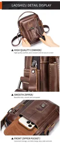 Men vintage genuine leather crossbody bag casual small shoulder messenger bag cowhide