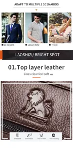 Top layer cowhide men business briefcase featuring clear texture and durable everyday design.