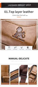 Genuine leather men's shoulder bag, casual crossbody bag with large capacity and wear-resistant design.