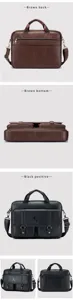 Top layer cowhide men business briefcase computer bag large capacity leather handbag details