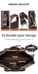 Men's genuine leather briefcase 15-inch laptop bag business shoulder messenger bag