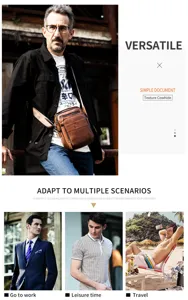 Vintage genuine leather men shoulder bag versatile business casual crossbody bag for men