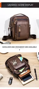 Genuine leather men's messenger bag top layer cowhide single shoulder retro commuter mini bag
