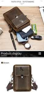 Borsello da cintura per cellulare da uomo in vera pelle borsa a tracolla multifunzionale.