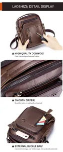 Genuine leather men messenger bag top layer cowhide shoulder bag retro mini handbag