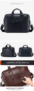 Men genuine leather briefcase business laptop bag cowhide shoulder messenger bag 15 inch