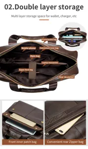 Herren echtes leder geschäftsakteuse laptoptasche mehrschichtige aufbewahrung braune vintage tasche
