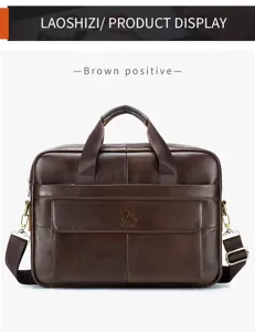 Hochwertige braune Echtheitsleder Herren Business Aktentasche Vintage Laptoptasche.
