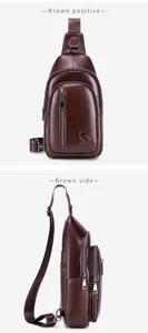 Men's Genuine Leather Chest Bag Casual Sling Bag Single Shoulder Crossbody Daypack