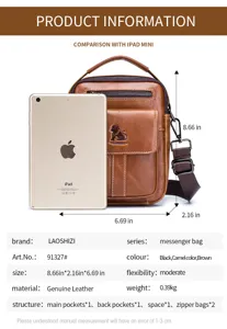 Men leather messenger bag vintage vertical crossbody bag genuine leather casual small bag