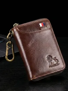 Genuine Leather Car Key Case Wallet Multifunctional Cowhide Zipper Key Holder Coin Purse Business Key Organizer With Hook