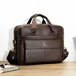 Herren Business Aktentasche aus Rindsleder Laptoptasche Vintage Handtasche Umhängetasche für Büro