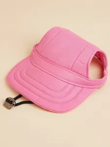 Rosa Haustier Sonnenblende Kappe für Hunde, atmungsaktives Ohrlochdesign, verstellbarer Riemen.